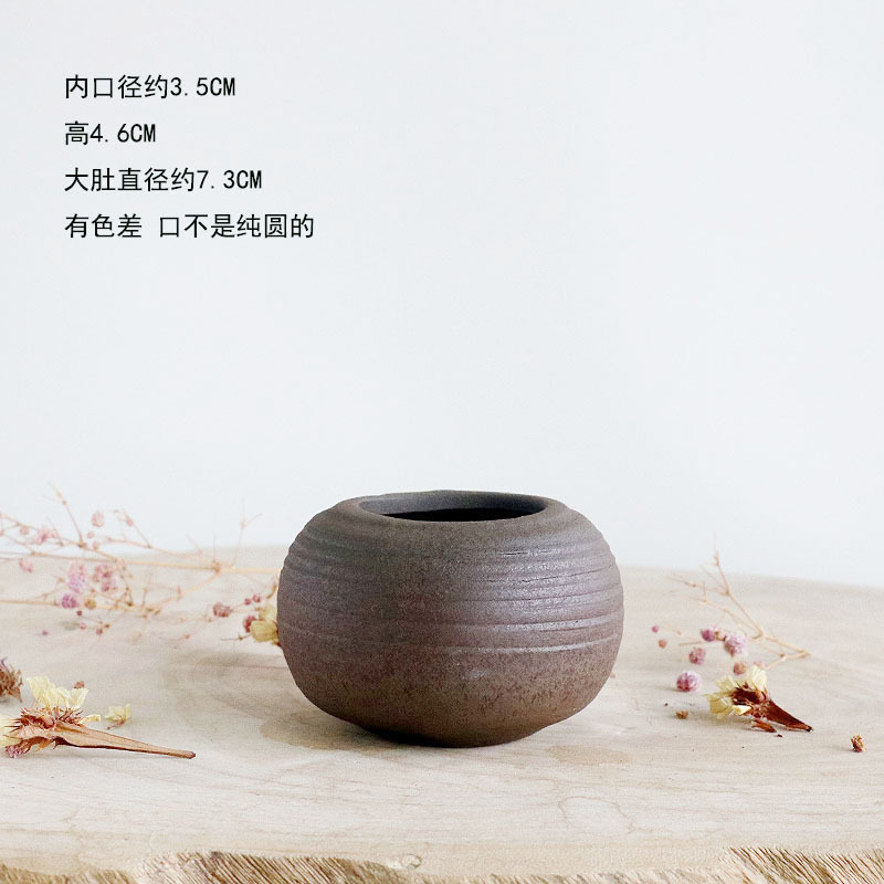 迷你水培小花瓶陶瓷复古餐桌装饰品摆件办公室桌面绿植铜钱草茶玩|undefined