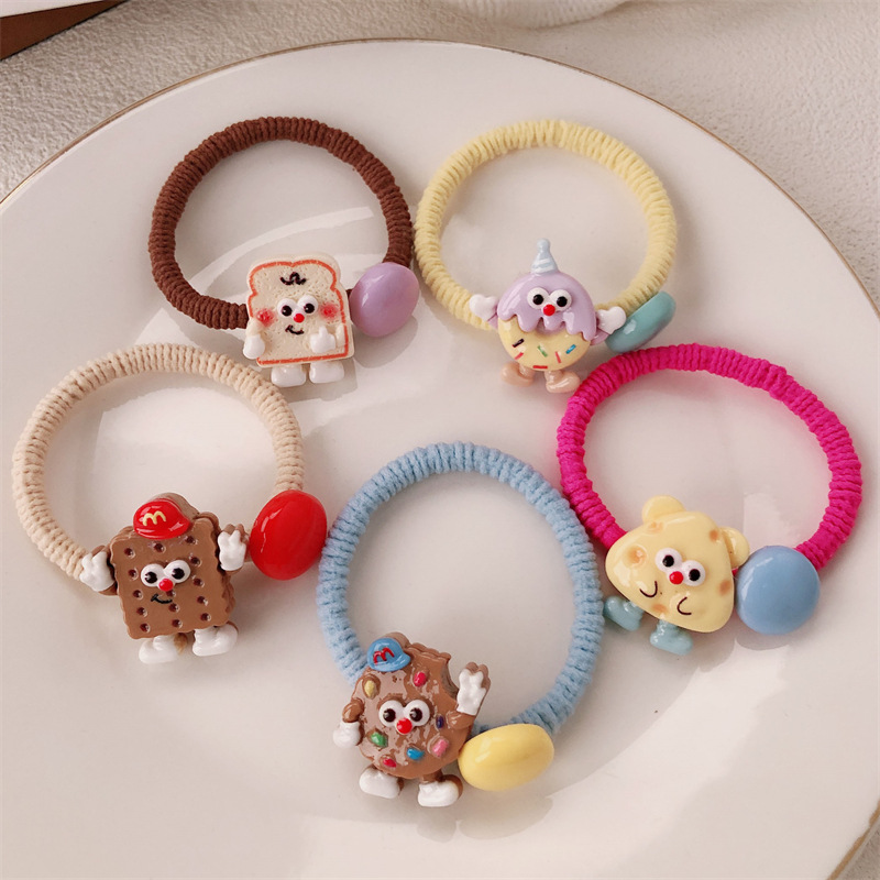 Nuevos lindos dibujos animados cuerdas de pelo de frijoles de azúcar adornamientos de cabello dulce chica cuerda de correa de correa de cabello de cabello de cola de caballo