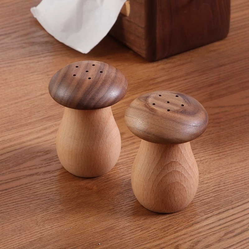 クリエイティブかわいいキノコクルミ無垢材つまようじホルダー家庭用ハイエンドつまようじボックスクルミ材新しい中国風のログ|undefined