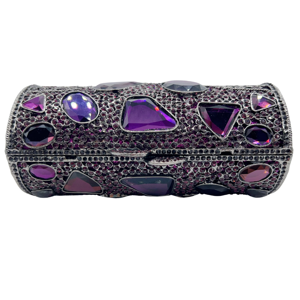 Túi clutch nữ đính kim cương cao cấp dự tiệc — màu tím đậm, Tùy chỉnh các màu khác