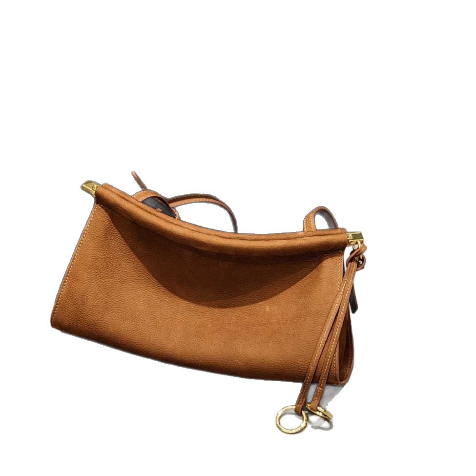 Top Grain Suede Matte Leather Retro Baguette Bag 2025 New Niche Design Underarm Shoulder Crossbody Bag For Women - Thumbnail 5