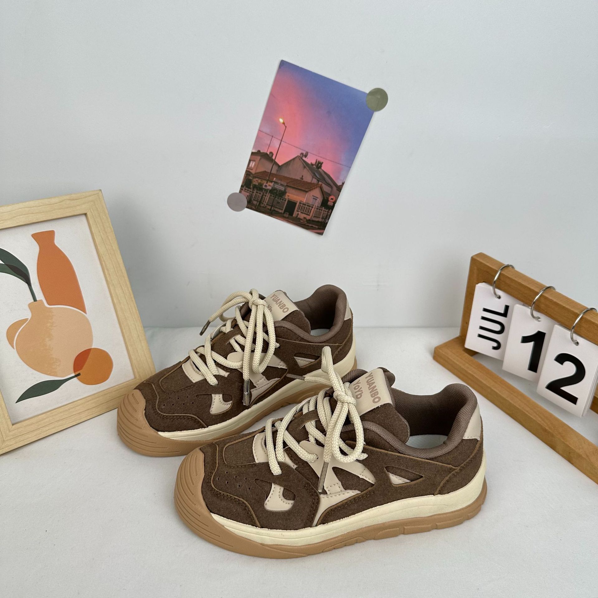 Meilad retro versátil zapatos de entrenamiento alemán zapatos de mujer otoño 2024 nuevo cordón zapatos de plancha gruesa zapatos deportivos casuales