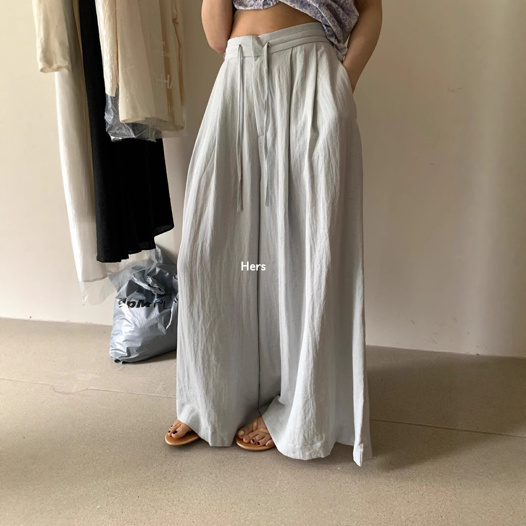 Liquidación no retornable, pantalones casuales de traje de cintura alta, versátiles, cómodos, suaves, para todos los días, pantalones de pierna ancha para mujer 20880 image 2