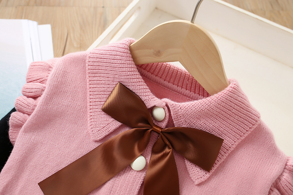 Mädchen Pullover Rock 2023 Herbst/Winter Neue Modische Lange ärmeln Western Strick Top Flare Hosen kinder Zwei_voghion.com