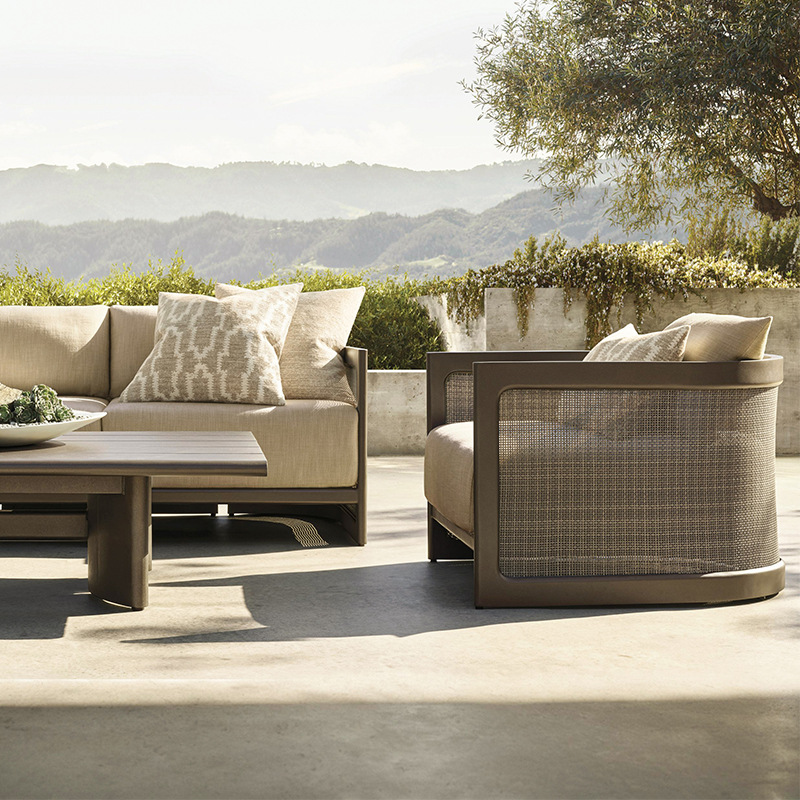 Sofá de teca al aire libre Patio Villa Terraza Muebles de madera impermeable Hotel Resort Protector solar Sofá de madera maciza image 30