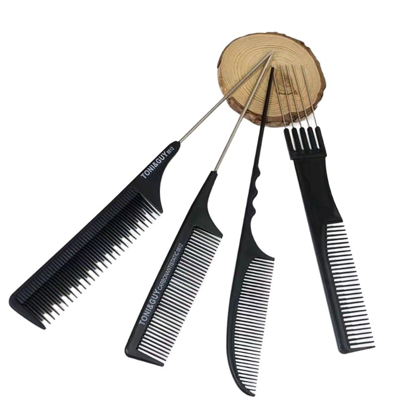 Toni cubierta fibra de carbono peine de plástico punta de cola de cabello salón de peluquería estilo de peinado de acero de acero peine de corte de pelo