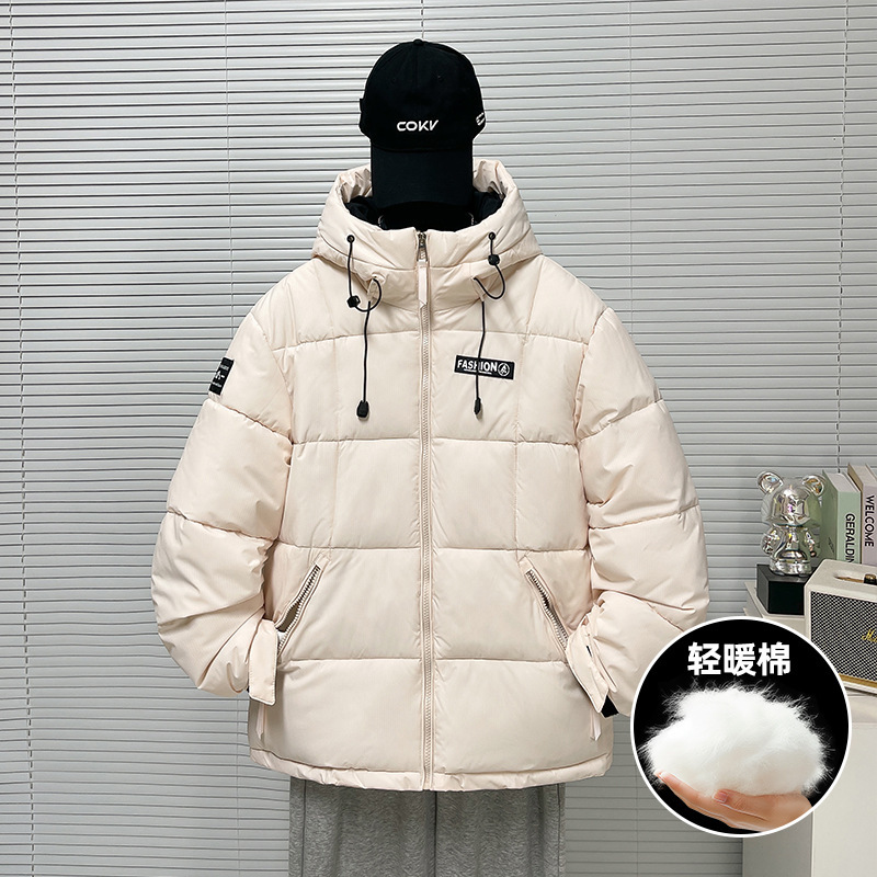 2025 otoño y invierno moderado suelto corto algodón chaqueta con capuchón hombre y mujer gran marca de moda transfronteriza al por mayor image 2