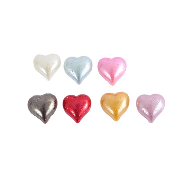 Accesorios de joyería de imitación de perlas DIY, perlas semicirculares, perlas en forma de corazón para teléfonos móviles, accesorios DIY de perlas en forma de corazón, cuentas.