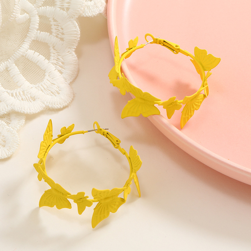 Fashion Creative Geometric Simple  Butterfly Spray Paint Alloy Earring