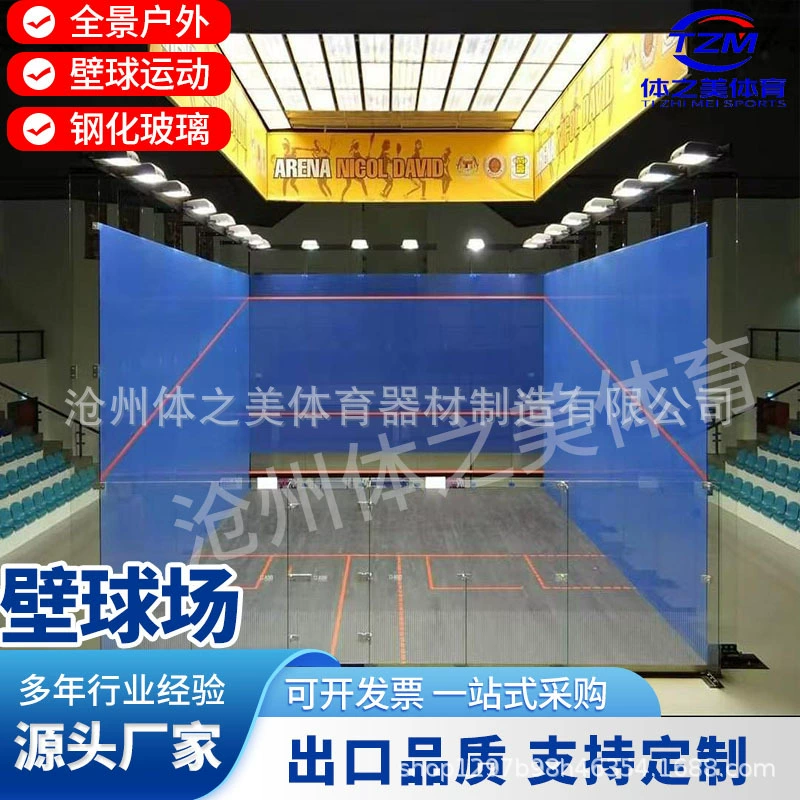 Закрытый крытый корт для игры в настенный мяч с полностью стеклянными стенками, двойными стенками, взрывобезопасным стеклом, партия.