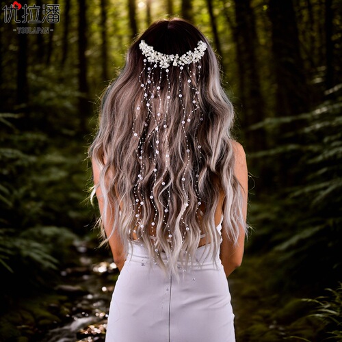 Youlapan bridal hair accessories for women hand-woven wavy hair accessories accessories pearl tassel hair comb HP600