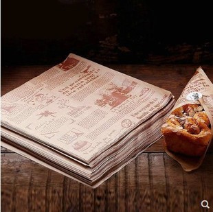 English Fries Greaseproof Paper Pad Food Silicone Oil Paper Newspaper Style Oil-Absorbing Paper Fries Burger English Newspaper Restaurant