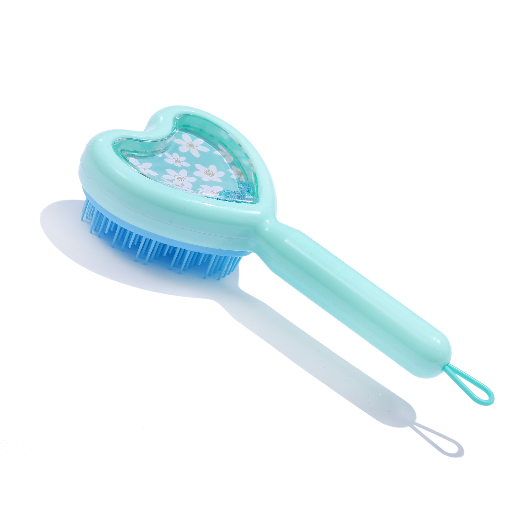 Venta al por mayor transfronteriza en stock nuevo creativo en forma de corazón transparente peine amor brillo lentejuelas dientes largos y cortos portátil viaje peine