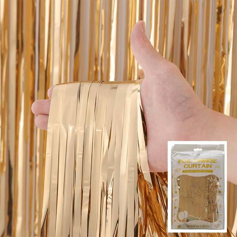 Cortina de lluvia de colores de alto brillo transfronteriza decoración de fiesta de cumpleaños cortina de lluvia láser de macaron brillante de 1*2 m