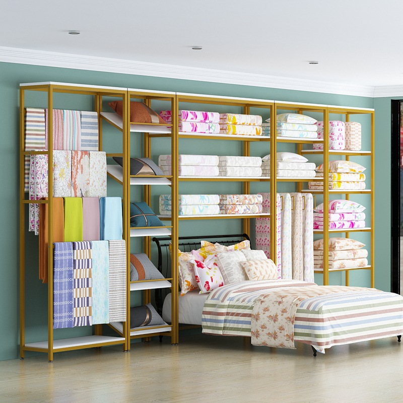 家纺店货架展示架布料床上用品展示柜四件套被子被芯枕芯置物架子