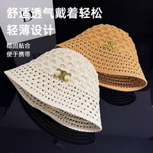 2025凯旋门喆佳镂空渔夫帽女双面戴休闲勾织水桶帽春夏时尚素颜帽