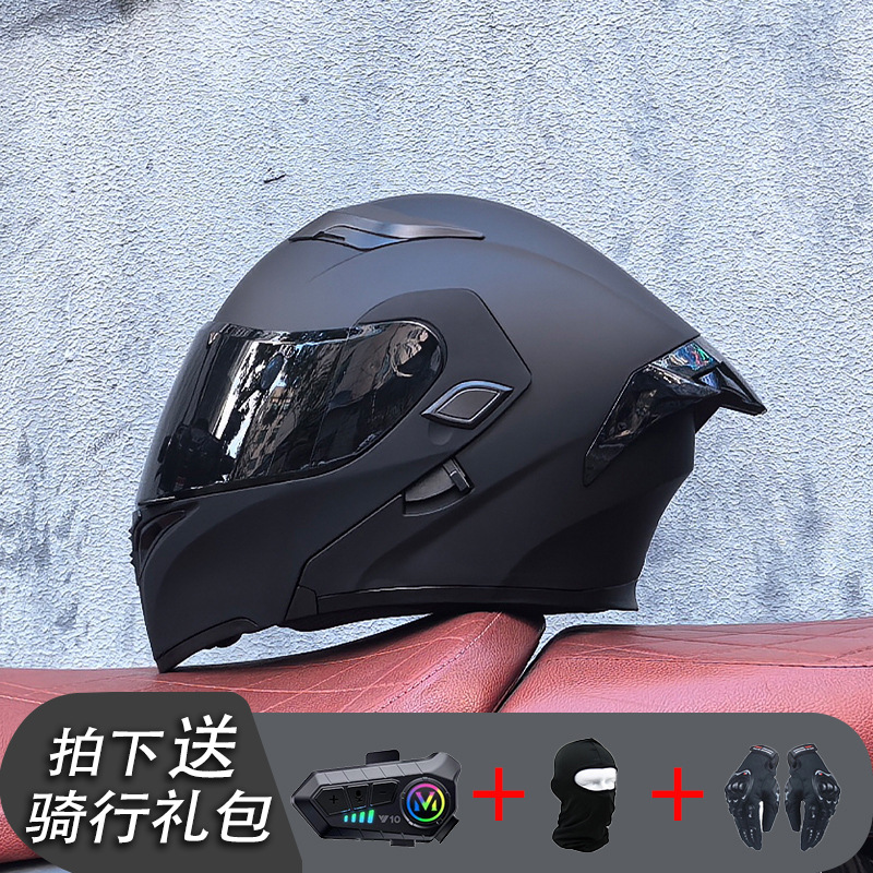 ORZ Casco de carreras Casco de doble lente totalmente cubierto para hombre Casco completo Four Seasons Travel Rally Casco completo Personalidad Bluetooth