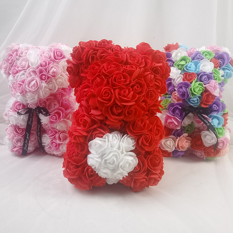 Festival Gifts Christmas PE Simulation Immortal Flower 25cm Rose Bear Chinese Valentine's Day Gift Foam Bear Birthday Festival Flower Gift Chinese Valentine's Day Limited Gift_voghion.com