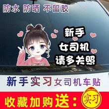 实习车贴新手上路汽车贴纸女司机期文字提示个性搞笑创意标贴