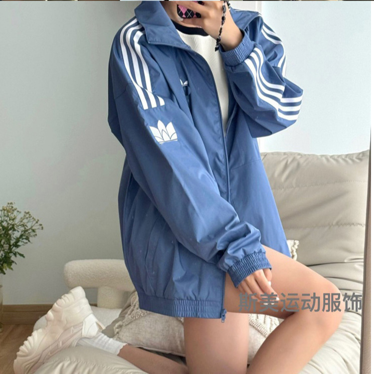 经典款春秋夏刺绣三叶草男女情侣款立领运动休闲夹克外套百搭|undefined