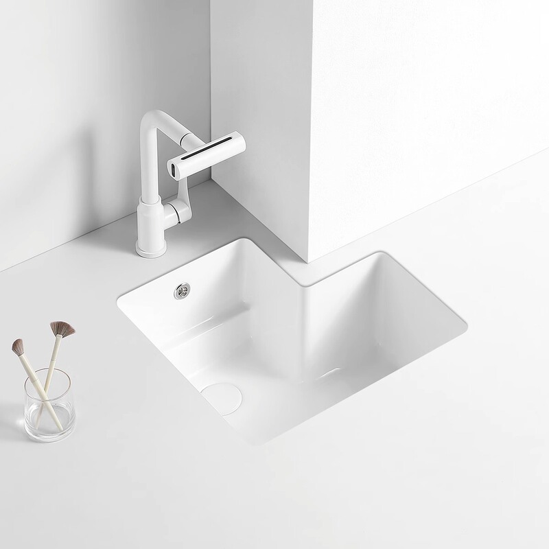 Balcony under-counter basin corner L-shaped under-stone basin embedded ceramic washbasin bathroom vertical wash basin sink deep