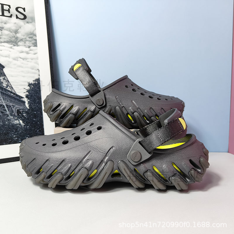 Tan Jianci's Same Model Cross Wave Tank Hole Shoes for Men and Women, Lightweight Non-Slip Water-Resistant Beach Sandals Wholesale