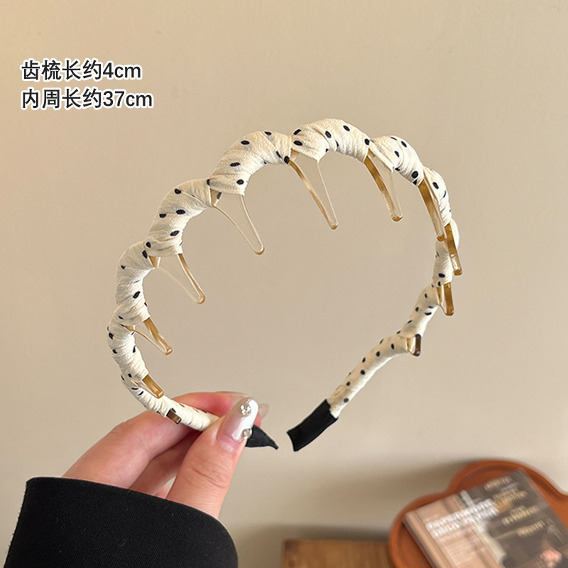 高级感格子正反两戴发箍女齿梳波浪洗脸压发卡日常外戴高颅顶头箍|undefined