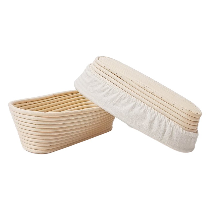 Fábrica de pelo recto europeo indonesio mimbre fermentación cesta hogar comúnmente utilizado pan ovalado tazón de ratán ovalado pan cesta de ratán