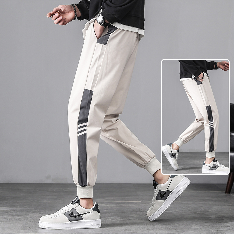 2021 spring and autumn men's casual trousers Korean version of the trend beam Loose male Harlan nine points in sportswear