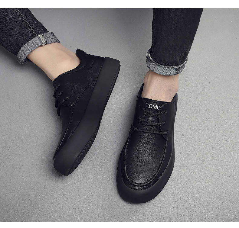 Herren Business Sneaker Aus Leder Mit Dicker Sohle Für Freizeit_voghion.com
