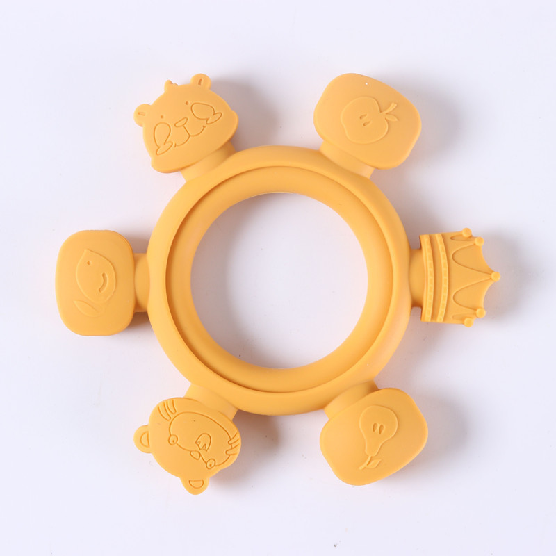 赤ちゃんのシリコンゴムの子供の歯磨き器の赤ちゃんの手は動物をつかんでおもちゃの母子用品のシリコンを噛みます。|undefined