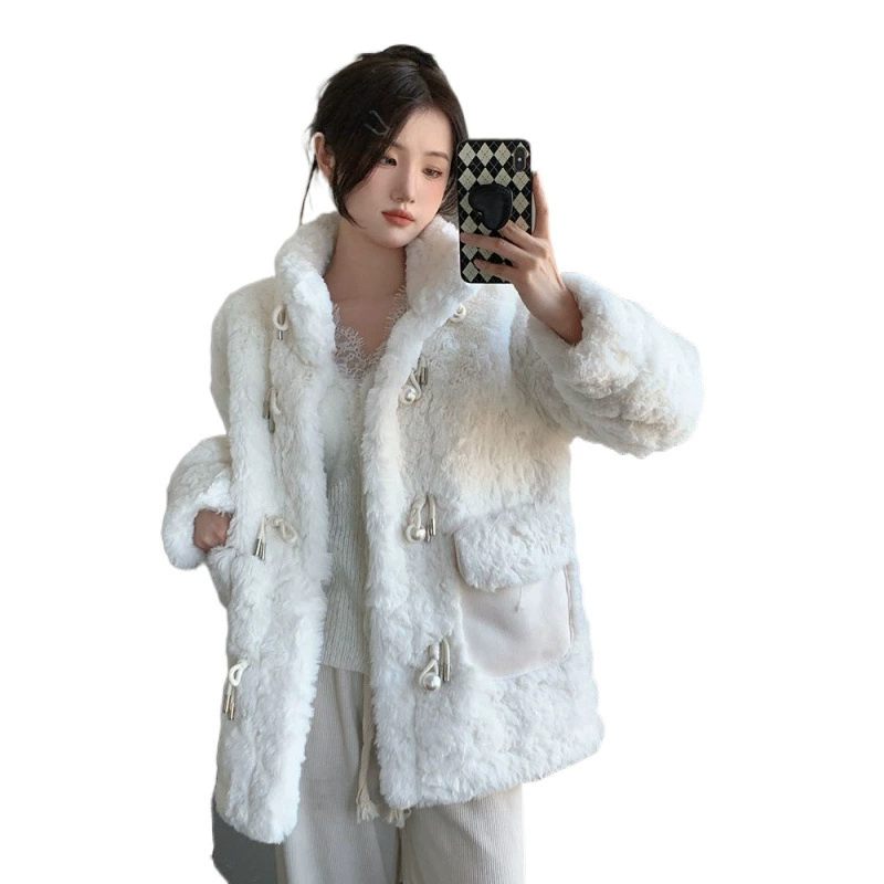 Velvet warm long jacket, Korean style, mid-length, increased thickness