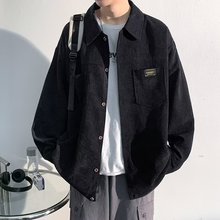 2025春秋新品长袖衬衫男ins高街潮牌港风日系潮流宽松休闲夹克男