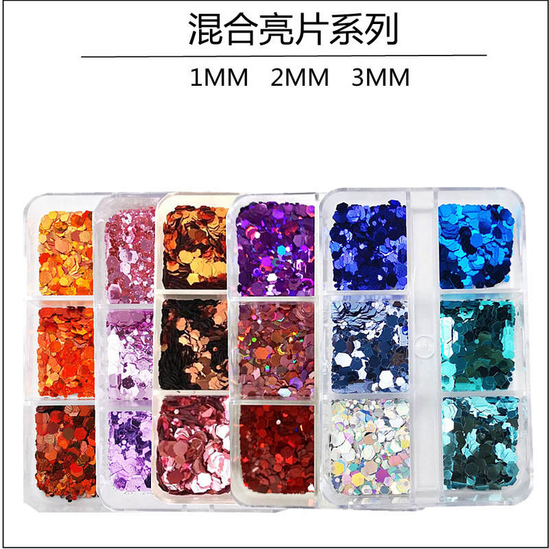 Cross-border nail art 6 color sequins laser sequins set mixed sequins gold and silver foil paper eye makeup paste platinum paper glue drop Cross-border nail art 6 color sequins laser sequins set mixed sequins gold and silver foil paper eye makeup paste platinum paper glue drop