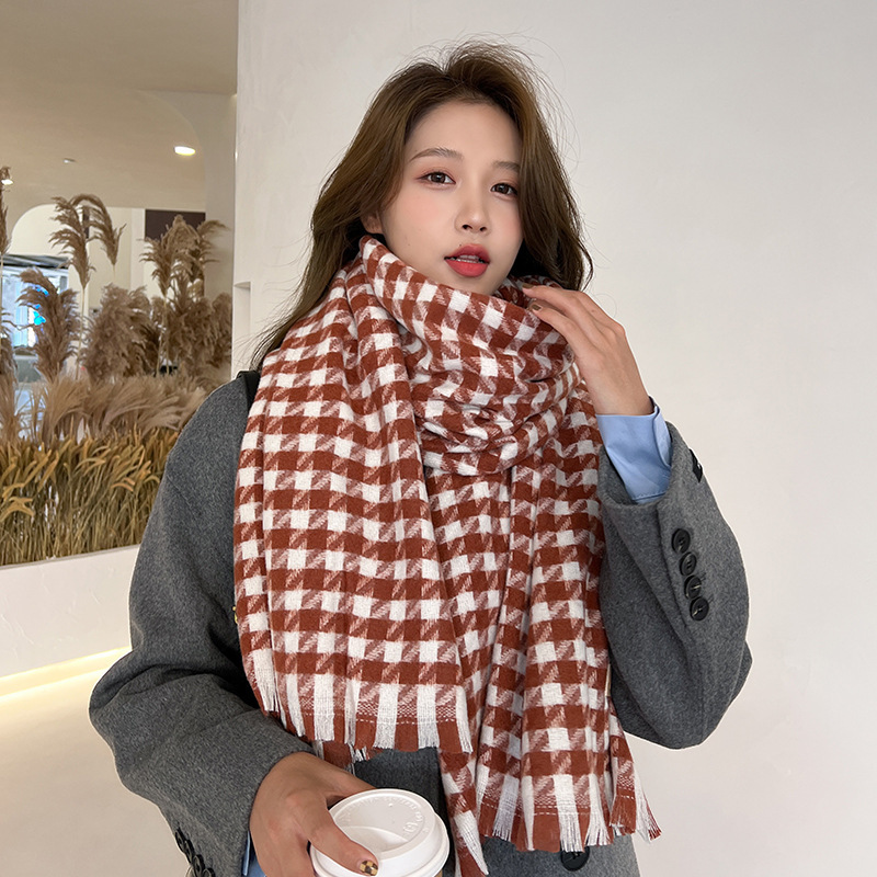 2022 Otoño e Invierno nueva bufanda de Cachemira houndstooth chal estilo coreano Dongdaemun engrosada bufanda de pareja caliente