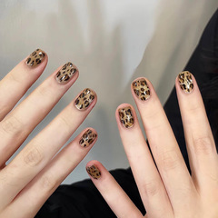 野性豹紋貓眼穿戴甲秋冬咖色復古美甲貼片高級質感辣妹假指甲