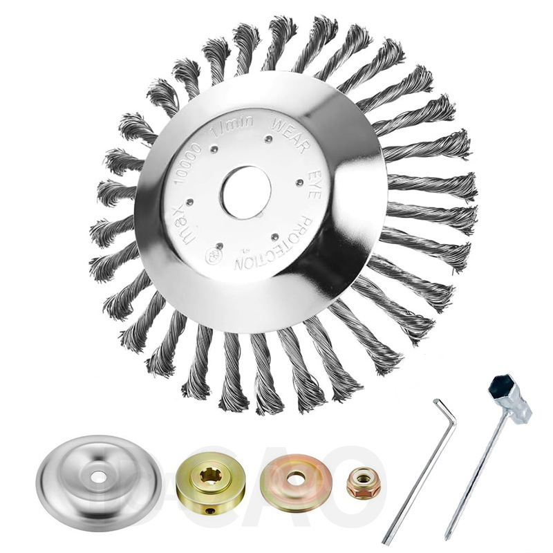 Nueve caballos de apoyo cortacésped de rueda de acero de apoyo cortacésped de acero eliminación de óxido de deshierbe placa