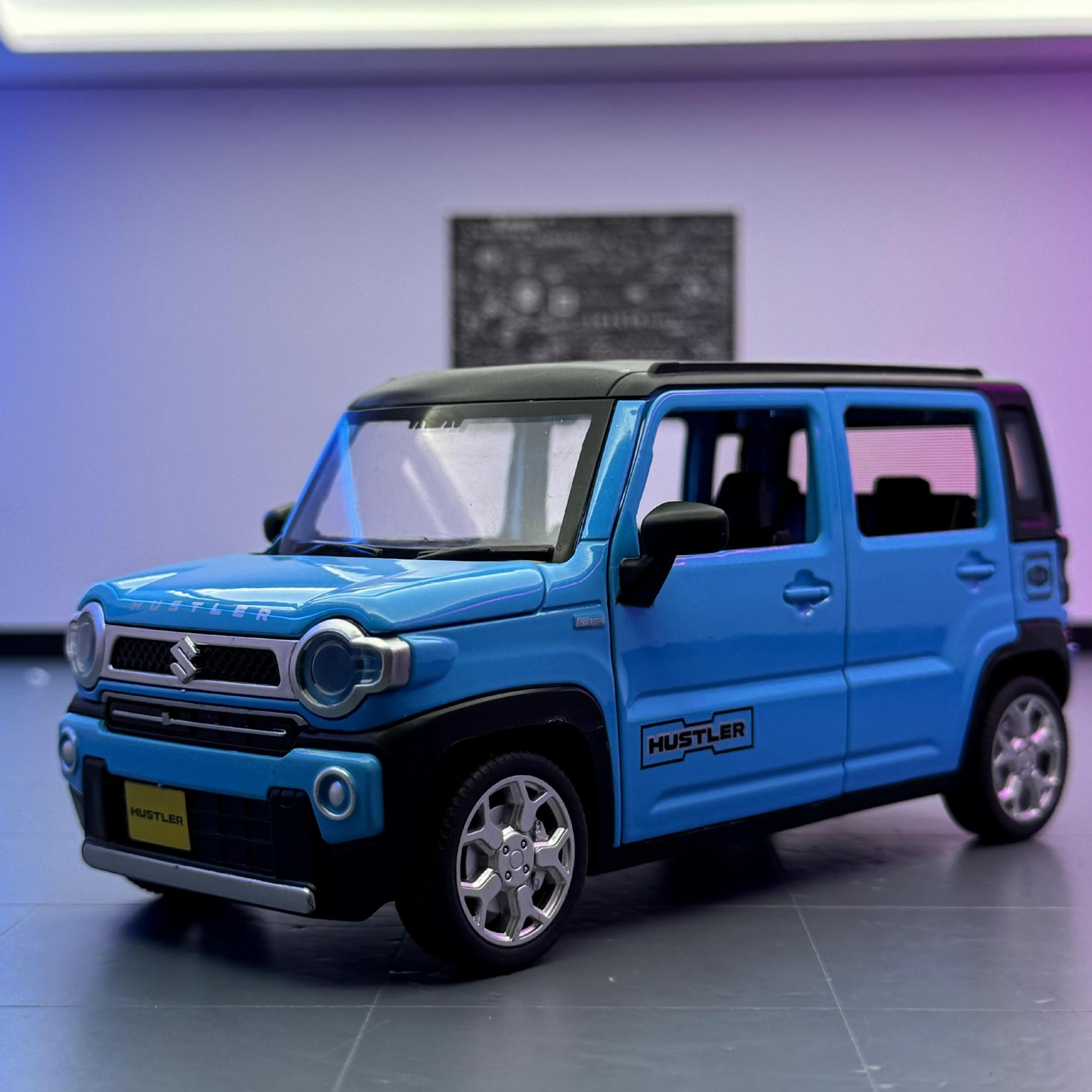 Modelo de coche de aleación Qiyi 1 a 22 Suzuki Hustler coche de retroceso con sonido y luz coche de juguete decoración de modelo de sonido