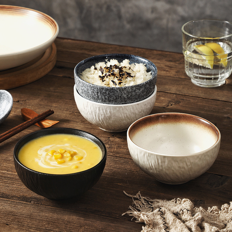 Stone Pattern 6inch Sided Bowl White Bowl and Plate Combination Bowl Housewarming Wedding Gift Small Soup Bowl Tableware Ceramic Bowl