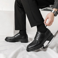 2024新款男鞋跨境外贸新款休闲皮鞋时尚韩版厚底皮鞋潮流个性系