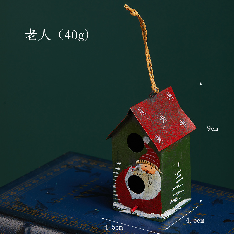 Navidad hoja de hierro pequeña casa colgante 10cm mesa de Navidad árbol de Navidad decoración colgante hierro forjado decoración