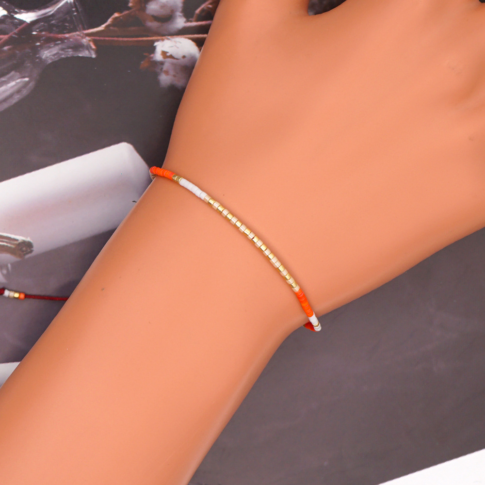 1 Piece Fashion Ethnic Style Color Block Heart Shape Seed Bead rope Knitting Unisex Bracelets