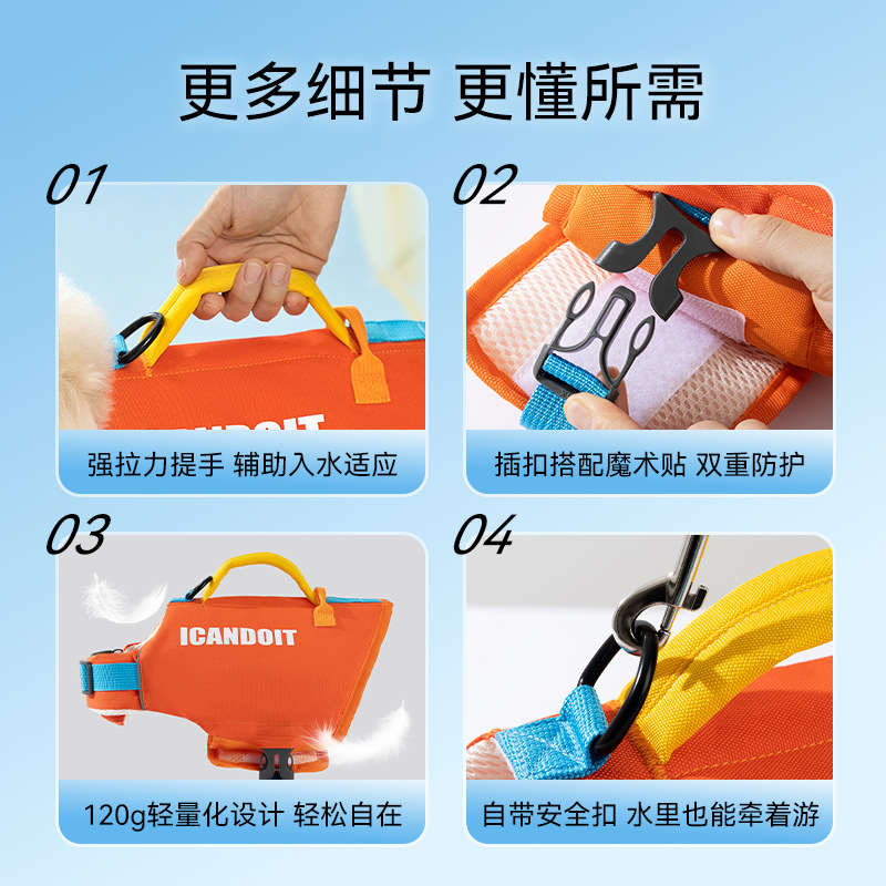 Chaleco salvavidas de color de contraste para perros pequeños y medianos transfronterizos Teddy Bichon para nadar traje de baño de flotabilidad grande ropa para mascotas