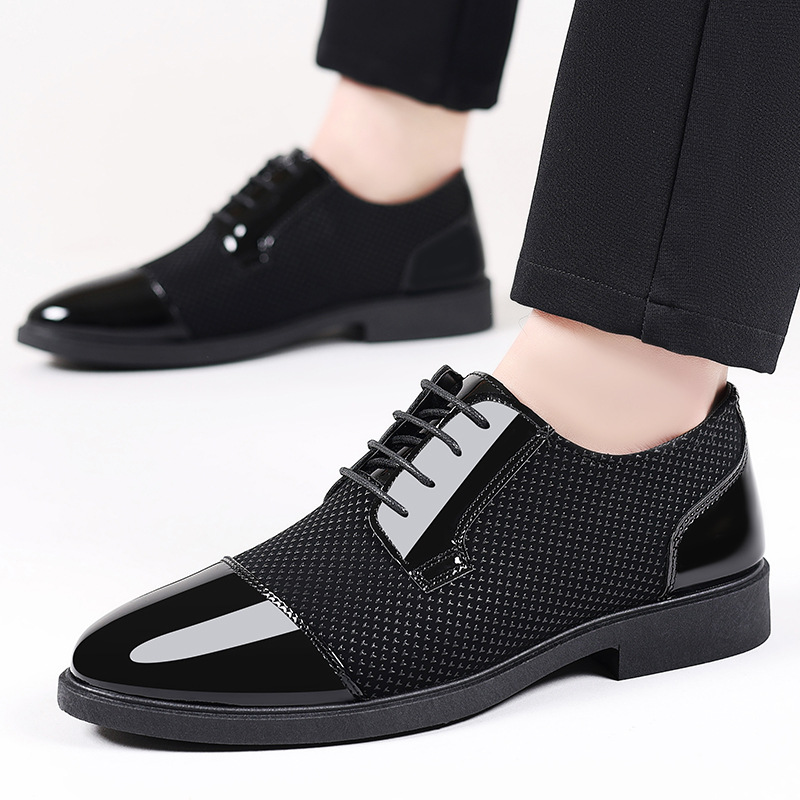 Jóvenes británicos casuales de negocios zapatos de cuero zapatos de hombre zapatos de boda de altura interior zapatos de trabajo impermeables zapatos de cabello ligero