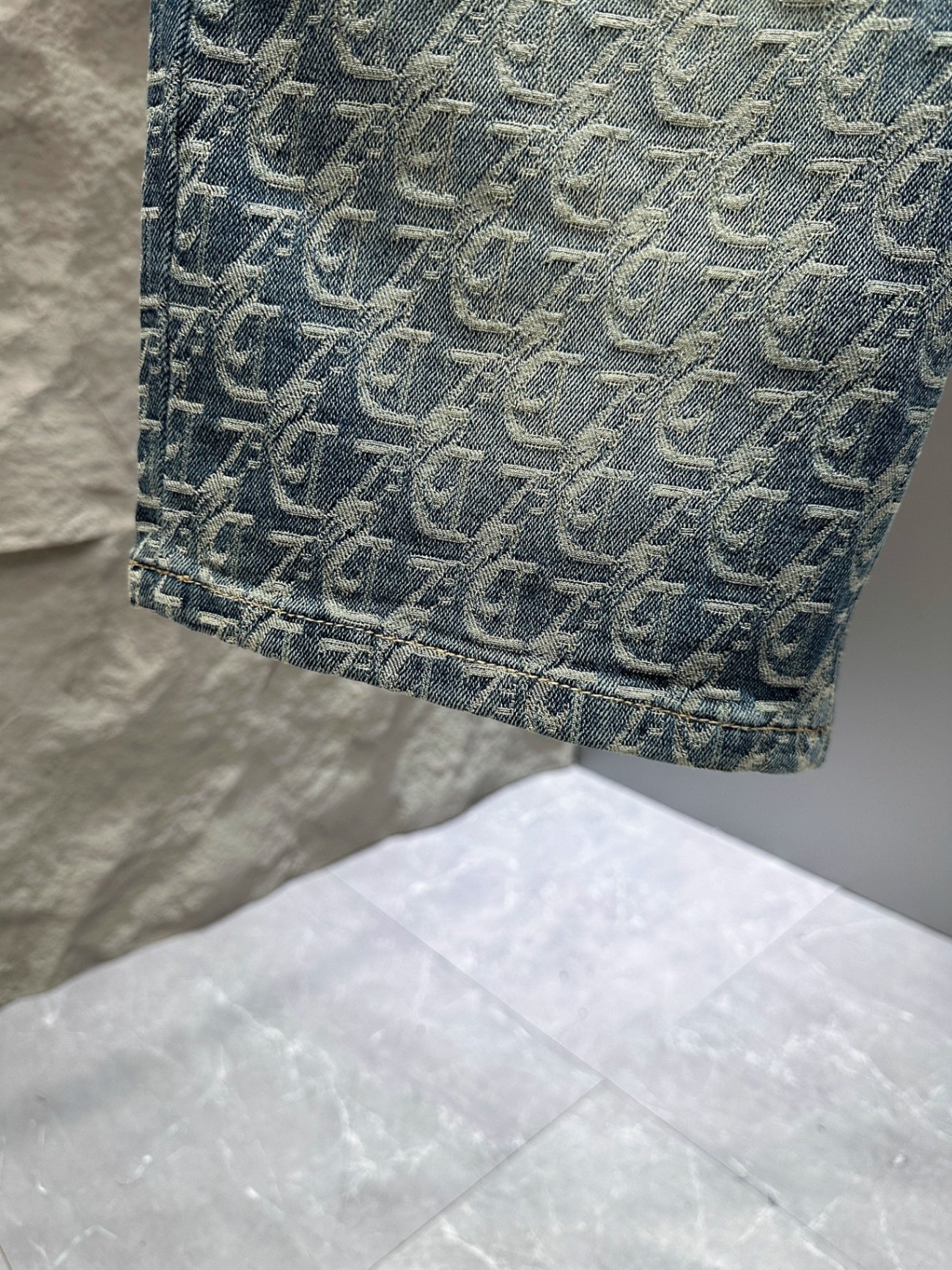 Men's Retro Jacquard Denim Shorts Summer Design Washed Five Point High Street Cool Stylish Athletic Pants_mkmklike.com