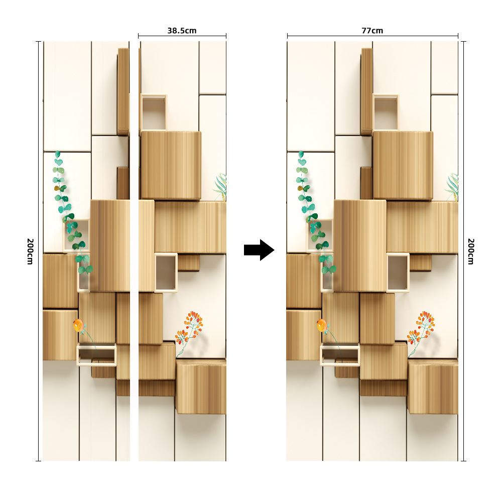 Pegatinas para puertas 3D respetuosas con el medio ambiente, autoadhesivos, fabricantes de origen al por mayor, patrones populares transfronterizos de alta definición, adhesivos para puertas impermeables, a prueba de aceite y antiincrustantes