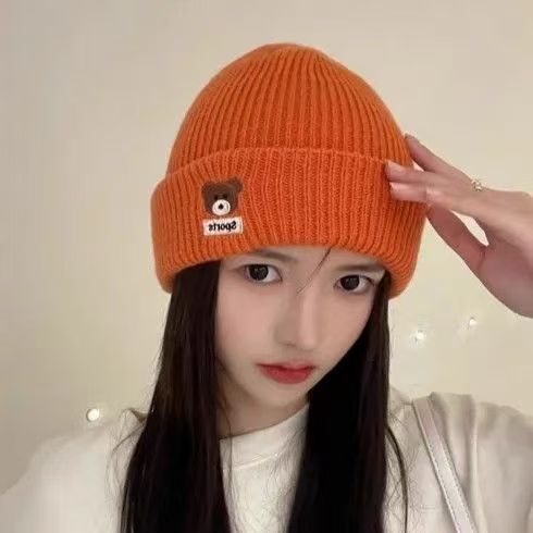 Maternity Postpartum Hat Autumn and Winter Knitted Warm Beanie Cold Hat Winter Large Head Circumference Sport Bear Head Hat