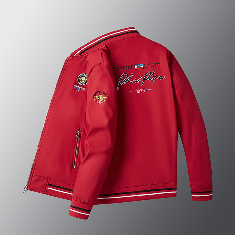 Veste de luxe légère automne nouvelle terre broderie manteau décontracté tendance de la mode costume de baseball pour hommes_voghion.com