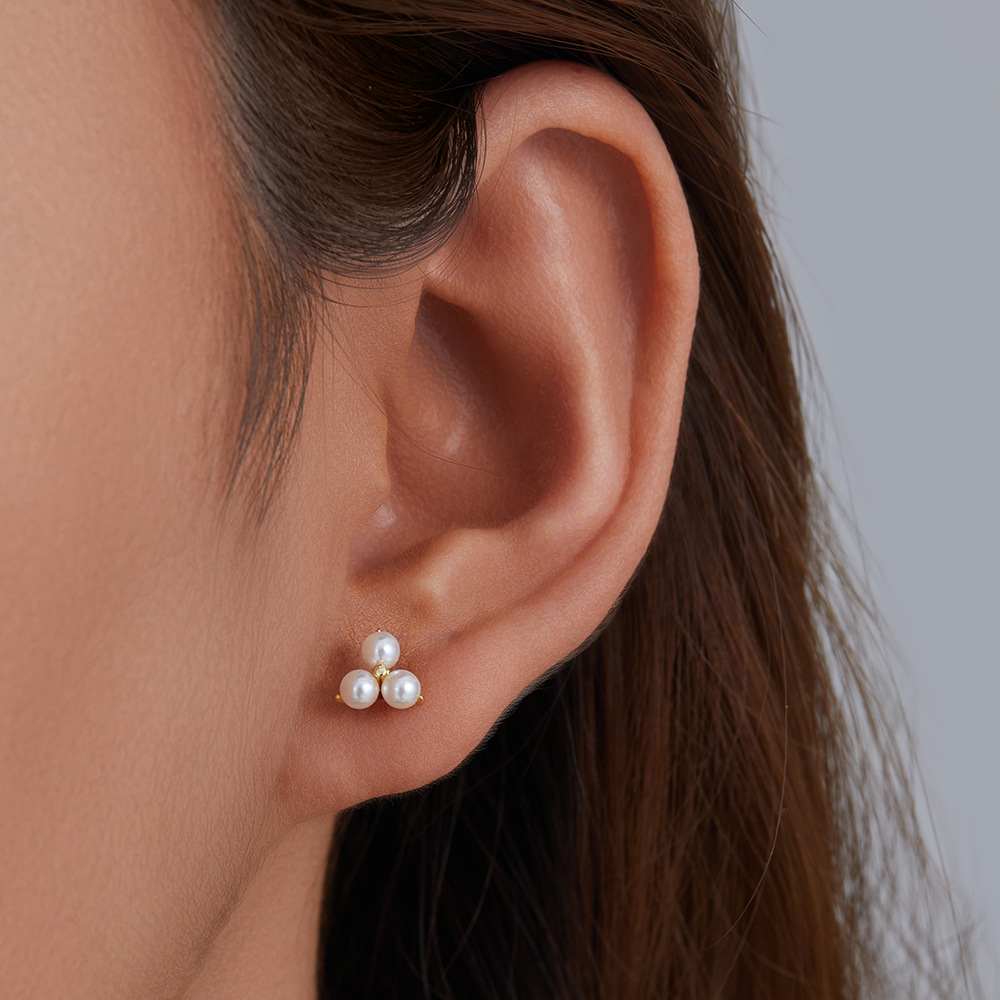 S925 plata esterlina perla Stud pendientes estilo coreano elegante simple Internet celebridad pendientes alto sentido diario todo-Partido joyería del oído al por mayor