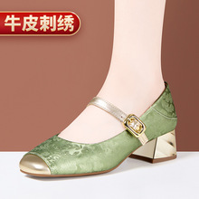 2025新款真皮百搭复古中国风大码圆头新中式舒适软底女单鞋